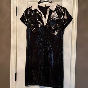 Ann Taylor black sequins shift dress.   Size 4 NWT